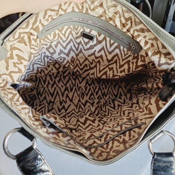 GUESS Grey Patent Wall Street Tote Bag - Picture 9 of 16